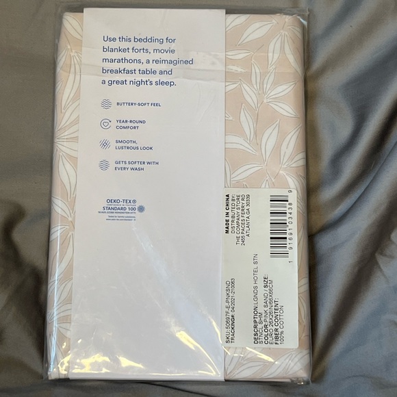 The Company Store Legends Hotel Stencil Leaf Botanical Sateen Pillow Sham-Euro - Picture 5 of 6